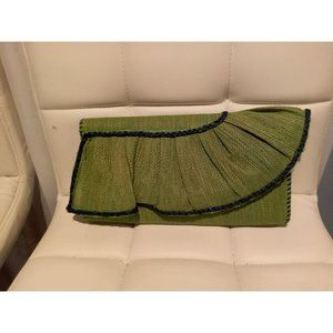 Ruffle Straw Clutch Bag